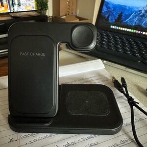 3-in-1 Fast Charge Wireless Charging Stand - Black